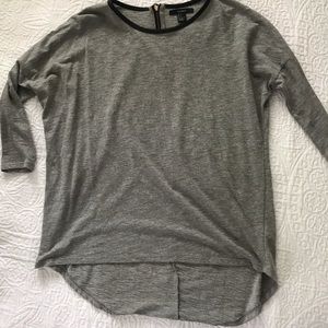 Grey Medium Length Shirt leather trim